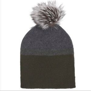 AMANDA WAKELEY Cashmere Blend Beanie with Fur Pom